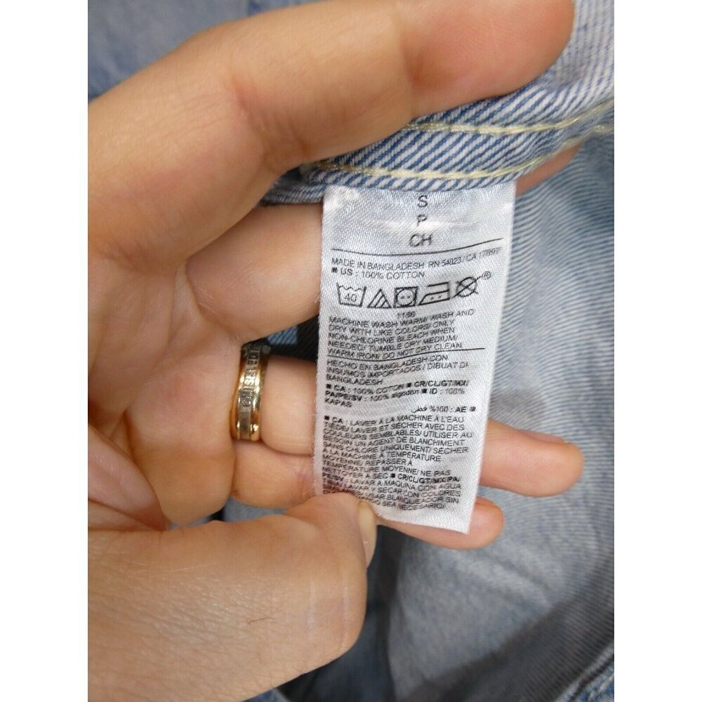 OLD NAVY Shirt Mens S‎ WORK WEAR Denim Heavy-Duty Long Sleeve Button Up Blue - Picture 7 of 8